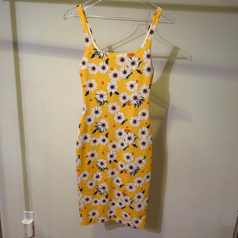 Zara Yellow Floral Tank Midi Dress